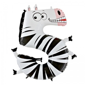 5 Rakam Folyo Balon 100 cm Zebra