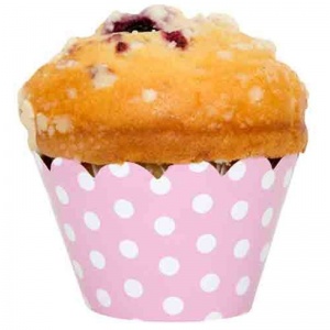 Pembe Beyaz Puantiyeli 10 lu Muffin Kek Tacı