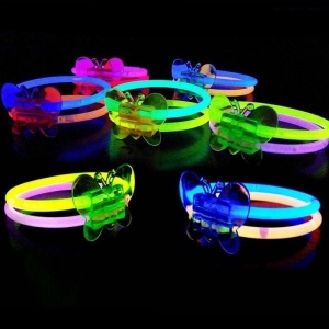 Neonlu Glow Stick Kelebekli Bileklik Karışık Renk