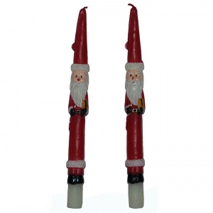 Yılbaşı Noel Baba Figürlü 25 cm Kırmızı Renk 2 Adet Şamdan Mumu.