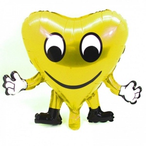 Sarı Renk Smile Ayaklı Süpershape Emoji Folyo Balon 60 cm