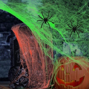 Halloween Cadılar Bayramı İçin Yeşil Renk Örümcek Ağı Seti 20 Gr