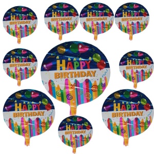 Happy Birthday Rainbow Temalı Parti Balonu Karışık Renk 10 Adet 45 Cm