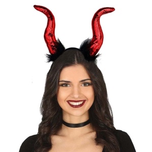 Malefiz Maleficent Tacı Boynuzu Demon Horn Taç Kırmızı Renk 1 Adet