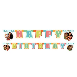 Princess Prenses Vaiana Moana Happy Birthday Banner Harf Afiş 1,95 Cm