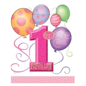 1 ST First Birthday Ballons Pink Plastik Hediye Çantası 8 Adet