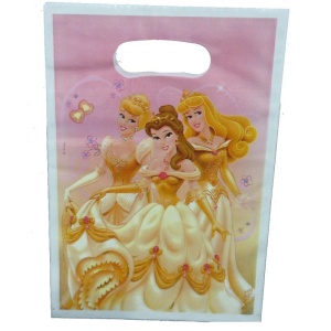 Golden Dress Princess Fairy Cinderella Belle Aurora Prenses Plastik Parti Çantası 6 Adet