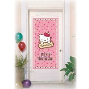 Hello Kitty Plastik Kapı Banner Dekor Süsü 56x112 cm