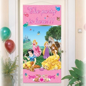 Princess Prensesler Plastik Kapı Banner Dekor Süsü 76x152 cm