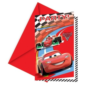 Disney Cars Arabalar Temalı Parti Davetiyesi ve Zarfı 6 Adet