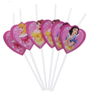 Disney Prensesleri Princess Kalpli Plastik Parti Pipeti 6 Adet