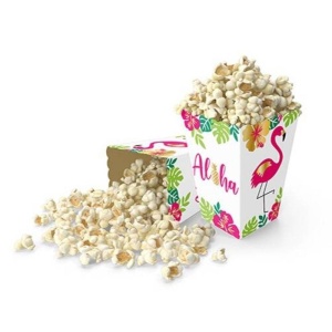 Flamingo Temalı Aloha Havai Konsept PopCorn Mısır Kutusu 8  Adet