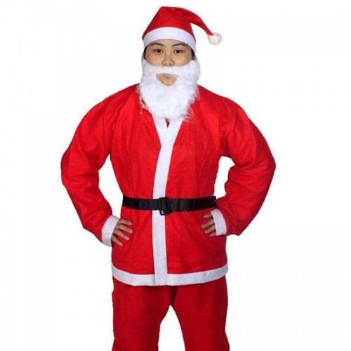 Erkek Çocuk İçin Noel Baba Kostümü 12-14 Yaş Elyaf Kumaş