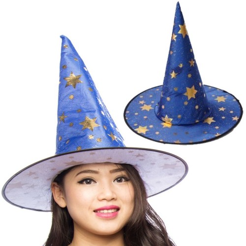 Yıldız Desenli Cadı Şapkası Lacivert Renk 1 Adet Yetişkin hallow