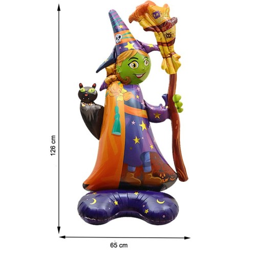 Halloween 3D Cadı Şekilli Süpershape Folyo Balon 1 Adet 126x65 cm