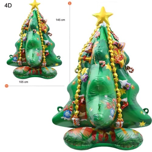 Yılbaşı 4D Çam Ağacı Şeklinde Folyo Balon 145x105 cm 1 Adet