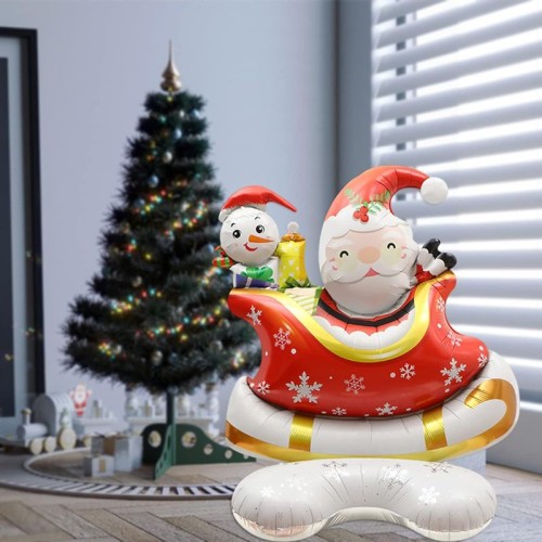 Yılbaşı Noel Baba ve Kızağı Süpershape Folyo Balon 112x95 cm 1 Adet