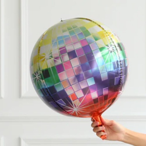 50x50 cm 4D Hologram Baskı Multi Renk Disko Topu Balon 1 Adet Yılbaşıretro