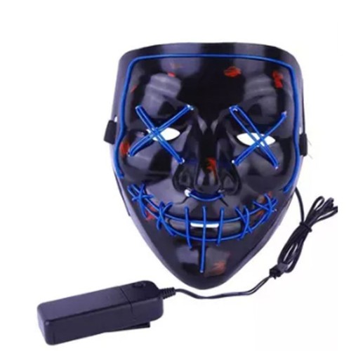 Kumandalı Mavi Renk Neon Led Işıklı Maske 1 Adet hawaİ retro hallow