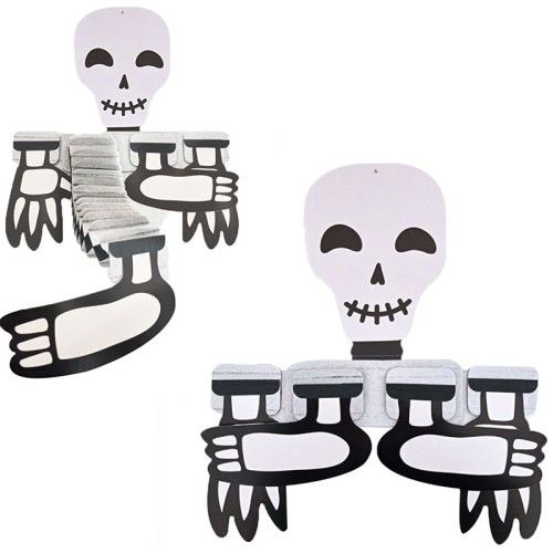 Halloween Kağıt Akordeon İskelet Asma Süs 110 Cm 1 Adet